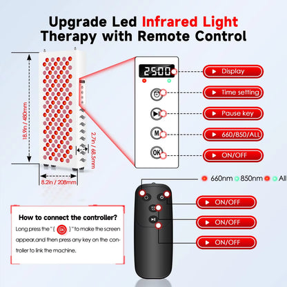 Red Light Therapy for Body Face Panel Lamp 850Nm 660Nm 600W near Infrared Light LED Health Beauty Devices for Face Body Muscle