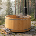 Wood Fired 4-Person to 5-Person 0-Jet Hot Tub and Ice Bath with Internal Stove Pine